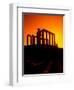 Ruins on Cliff in Cape Sounion, Poseidon, Greece-Bill Bachmann-Framed Photographic Print