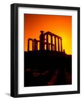 Ruins on Cliff in Cape Sounion, Poseidon, Greece-Bill Bachmann-Framed Photographic Print