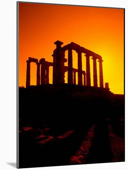 Ruins on Cliff in Cape Sounion, Poseidon, Greece-Bill Bachmann-Mounted Photographic Print