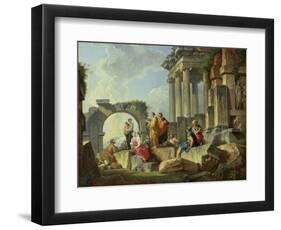 Ruins with the Apostle Paul Preaching, 1744-Giovanni Paolo Pannini-Framed Premium Giclee Print