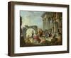 Ruins with the Apostle Paul Preaching, 1744-Giovanni Paolo Pannini-Framed Giclee Print