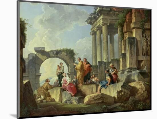 Ruins with the Apostle Paul Preaching, 1744-Giovanni Paolo Pannini-Mounted Giclee Print