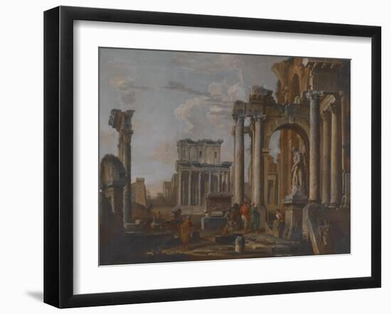 Ruins with the Temple of Antonius and Faustina, C.1727-30-Giovanni Paolo Pannini-Framed Giclee Print