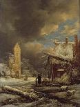 A Winter Landscape with a Peasant Gathering Firewood-Ruisdael-Giclee Print