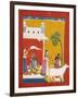 Rukmini Offering Water to the Sage Narada While Her Consort Krishna Sits in Her House-null-Framed Giclee Print