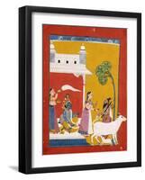 Rukmini Offering Water to the Sage Narada While Her Consort Krishna Sits in Her House-null-Framed Giclee Print