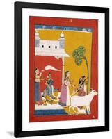 Rukmini Offering Water to the Sage Narada While Her Consort Krishna Sits in Her House-null-Framed Giclee Print