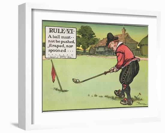 Rule Vi: a Ball Must Not be Pushed, Scraped Nor Spooned, from "Rules of Golf," Published circa 1905-Charles Crombie-Framed Giclee Print