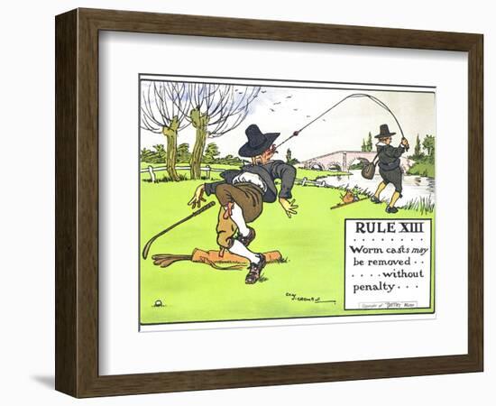 Rule XIII: Worm Casts May be Removed...Without Penalty..., from "Rules of Golf," Published c. 1905-Charles Crombie-Framed Giclee Print