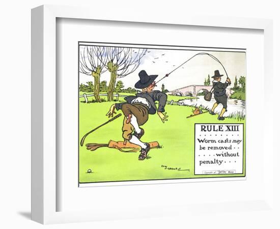 Rule XIII: Worm Casts May be Removed...Without Penalty..., from "Rules of Golf," Published c. 1905-Charles Crombie-Framed Giclee Print