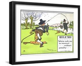 Rule XIII: Worm Casts May be Removed...Without Penalty..., from "Rules of Golf," Published c. 1905-Charles Crombie-Framed Giclee Print
