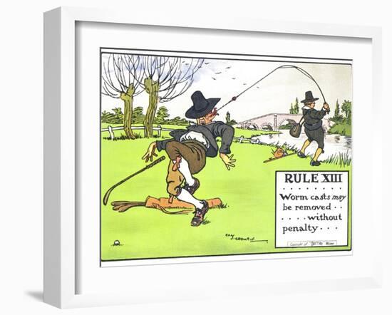 Rule XIII: Worm Casts May be Removed...Without Penalty..., from "Rules of Golf," Published c. 1905-Charles Crombie-Framed Giclee Print
