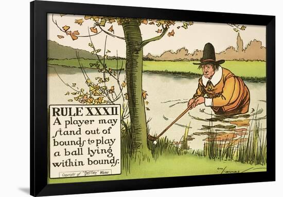 Rule XXXII: A Player May Stand out of Bounds to Play a Ball Lying Within Bounds, from Rules of Golf-Charles Crombie-Framed Giclee Print