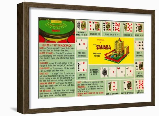 Rules of Blackjack, Las Vegas, Nevada-null-Framed Art Print