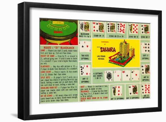 Rules of Blackjack, Las Vegas, Nevada-null-Framed Art Print