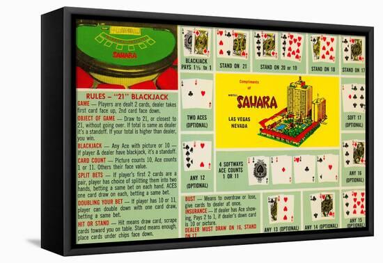 Rules of Blackjack, Las Vegas, Nevada-null-Framed Stretched Canvas