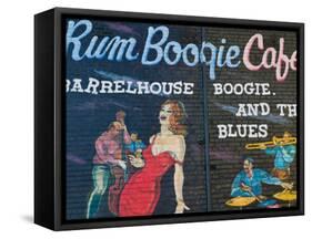Rum Boogie Cafe, Wall Mural, Beale Street Entertainment Area, Memphis, Tennessee, USA-Walter Bibikow-Framed Stretched Canvas