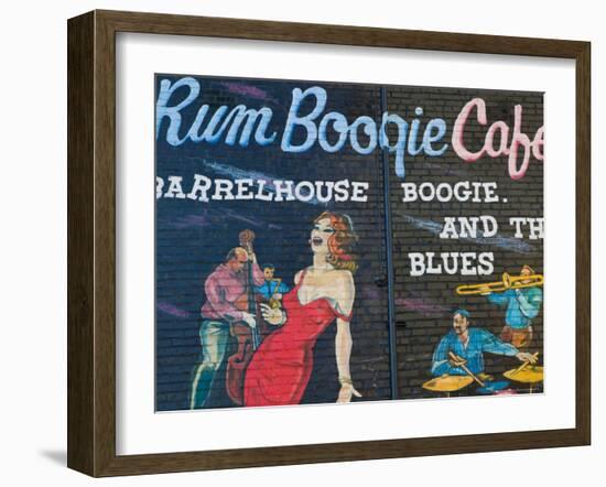 Rum Boogie Cafe, Wall Mural, Beale Street Entertainment Area, Memphis, Tennessee, USA-Walter Bibikow-Framed Photographic Print