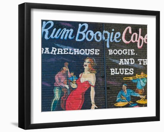 Rum Boogie Cafe, Wall Mural, Beale Street Entertainment Area, Memphis, Tennessee, USA-Walter Bibikow-Framed Photographic Print