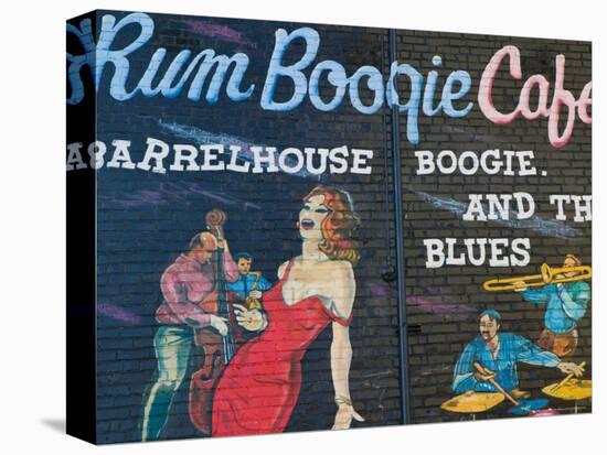 Rum Boogie Cafe, Wall Mural, Beale Street Entertainment Area, Memphis, Tennessee, USA-Walter Bibikow-Stretched Canvas