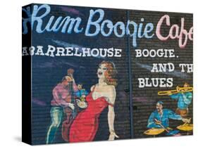 Rum Boogie Cafe, Wall Mural, Beale Street Entertainment Area, Memphis, Tennessee, USA-Walter Bibikow-Stretched Canvas