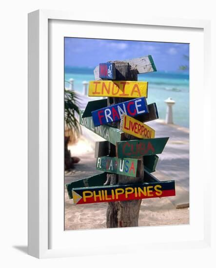 Rum Point Signs, Cayman Islands-George Oze-Framed Photographic Print