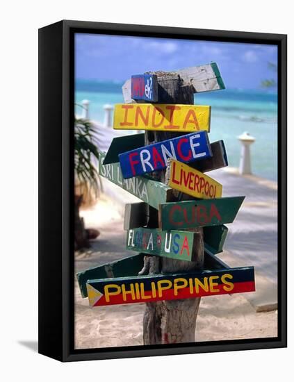 Rum Point Signs, Cayman Islands-George Oze-Framed Stretched Canvas