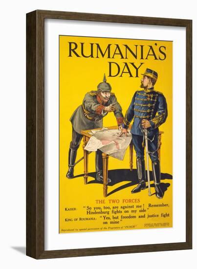 Rumania's Day, the Two Forces, Pub. London, 1918-null-Framed Giclee Print