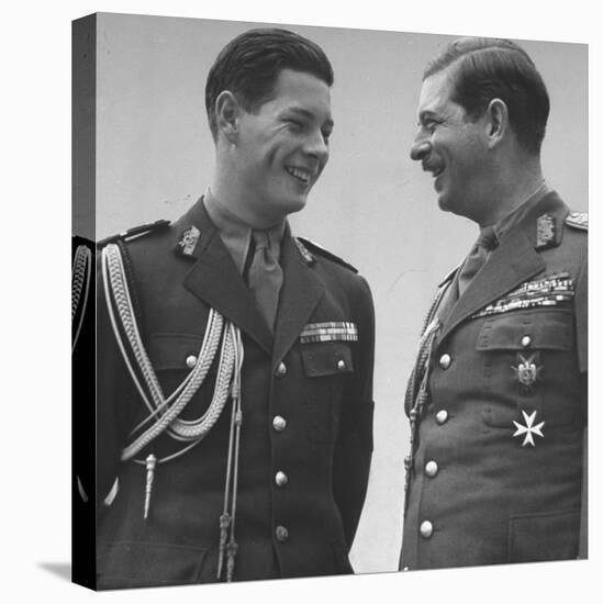 Rumanian Crown Prince Michael, Laughing with His Father King Carol II-John Phillips-Stretched Canvas