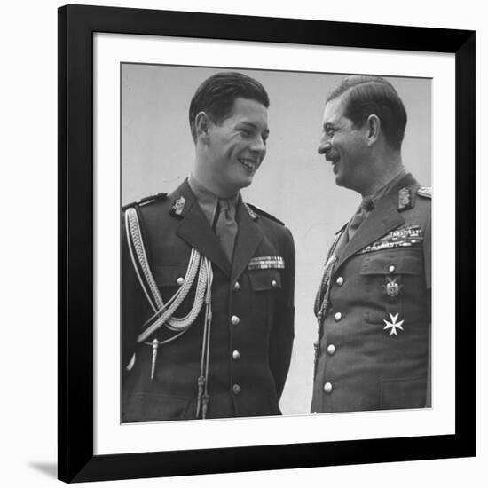Rumanian Crown Prince Michael, Laughing with His Father King Carol II-John Phillips-Framed Premium Photographic Print