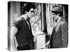 RUMBLE FISH, 1983 directed by FRANCIS FORD COPPOLA Matt Dillon and Dennis Hopper (b/w photo)-null-Stretched Canvas