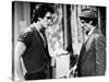 RUMBLE FISH, 1983 directed by FRANCIS FORD COPPOLA Matt Dillon and Dennis Hopper (b/w photo)-null-Stretched Canvas