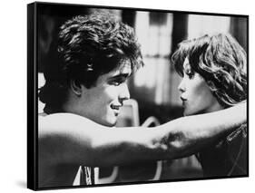 RUMBLE FISH, 1983 directed by FRANCIS FORD COPPOLA Matt Dillon and Diane Lane (b/w photo)-null-Framed Stretched Canvas