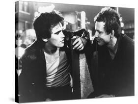 RUMBLE FISH, 1983 directed by FRANCIS FORD COPPOLA Matt Dillon and Mickey Rourke (b/w photo)-null-Stretched Canvas