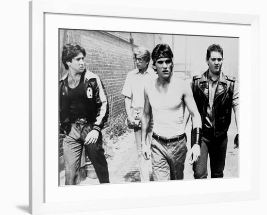 RUMBLE FISH, 1983 directed by FRANCIS FORD COPPOLA Nicolas Cage, Matt Dillon and Chris Penn (b/w ph-null-Framed Photo