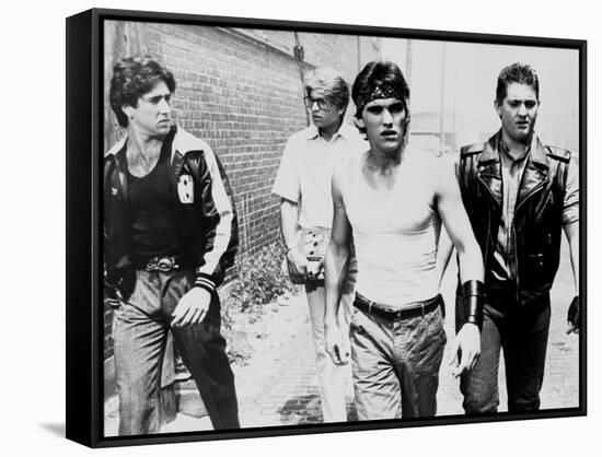 RUMBLE FISH, 1983 directed by FRANCIS FORD COPPOLA Nicolas Cage, Matt Dillon and Chris Penn (b/w ph-null-Framed Stretched Canvas