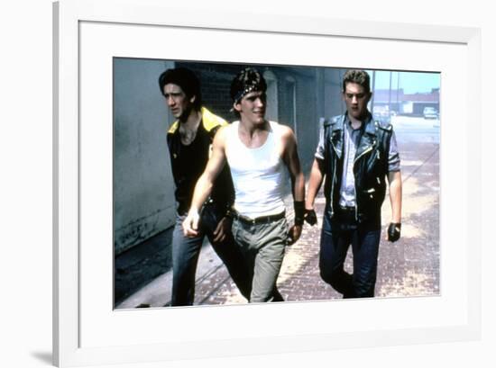 RUMBLE FISH, 1983 directed by FRANCIS FORD COPPOLA Nicolas Cage, Matt Dillon and Chris Penn (photo)-null-Framed Photo