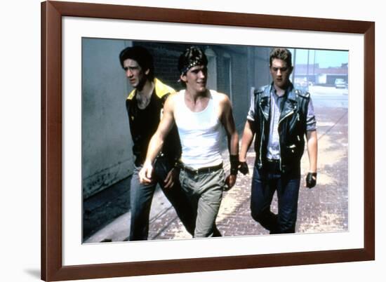 RUMBLE FISH, 1983 directed by FRANCIS FORD COPPOLA Nicolas Cage, Matt Dillon and Chris Penn (photo)-null-Framed Photo