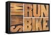 Run, Bike, Swim-PixelsAway-Framed Stretched Canvas