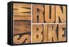 Run, Bike, Swim-PixelsAway-Framed Stretched Canvas