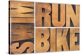 Run, Bike, Swim-PixelsAway-Stretched Canvas