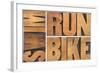 Run, Bike, Swim-PixelsAway-Framed Photographic Print