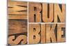 Run, Bike, Swim-PixelsAway-Mounted Photographic Print