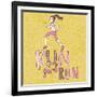 Run, Girl, Run. Cartoon Girl Running. Health Care Concept in Vector-smilewithjul-Framed Art Print