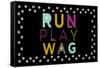 Run, Play, Wag-null-Framed Stretched Canvas