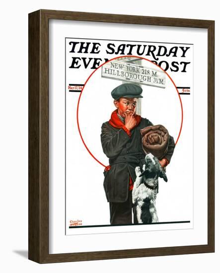 "Runaway Boy," Saturday Evening Post Cover, May 17, 1924-Charles Towne-Framed Giclee Print