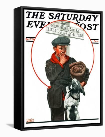 "Runaway Boy," Saturday Evening Post Cover, May 17, 1924-Charles Towne-Framed Stretched Canvas