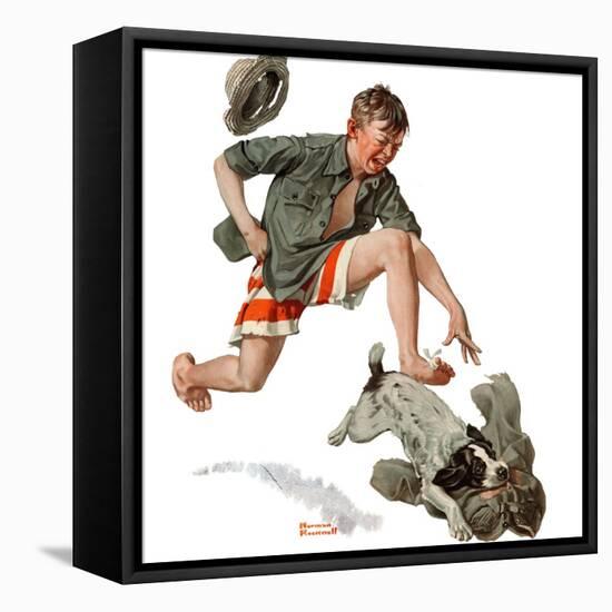 "Runaway Pants", August 9,1919-Norman Rockwell-Framed Stretched Canvas