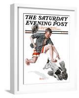 "Runaway Pants" Saturday Evening Post Cover, August 9,1919-Norman Rockwell-Framed Giclee Print