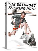 "Runaway Pants" Saturday Evening Post Cover, August 9,1919-Norman Rockwell-Stretched Canvas